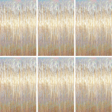 Champagne Foil Fringe Backdrop Curtains, 3.3x6.6ft, 3pcs
