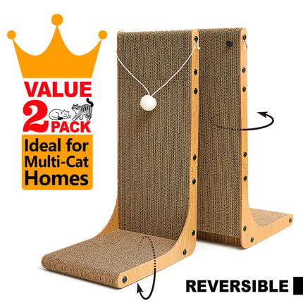 23.6 in L-Shaped Cardboard Cat Scratcher, 2-Pack for Indoor Cat