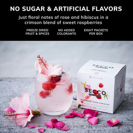 Secco Raspberry Rose Hibiscus Infusion – Botanical Sachets for Gin & Tonic, Cocktail, Mocktail & Vodka Mixers – Alcohol Infusion for All Home Bartending Enthusiasts – Bar Gift – Box of 8 Packets