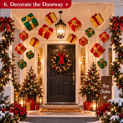 24 Set Christmas Hanging Ceiling Decoration 3D Gift Box, Classic