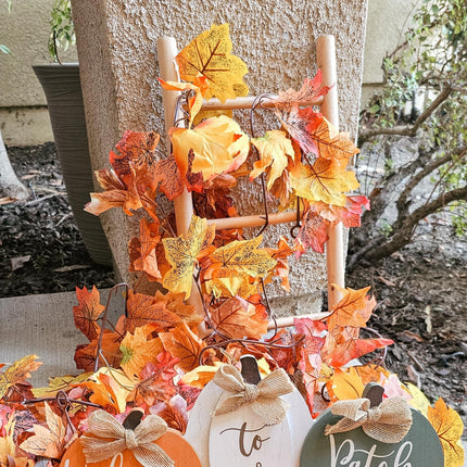 7 Pack Fall Leaf Garland, Total 41.3Ft Artificial Fall Vines Autumn Garland Fall Maple Leaves Thanksgiving Decor for Home Wedding Fireplace Christmas