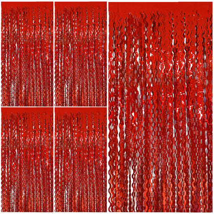 Tinsel Foil Fringe Curtains Wavy Backdrop for Parties Sparkle Metallic Wavy Foil Fringe Backdrop Curtain for Party Decorations Photo Booth Props for Birthday Graduation Wedding