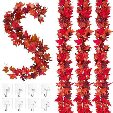 2Pack 11.8FT Fall Garland for Mantle Indoor Outdoor Thanksgiving Decor