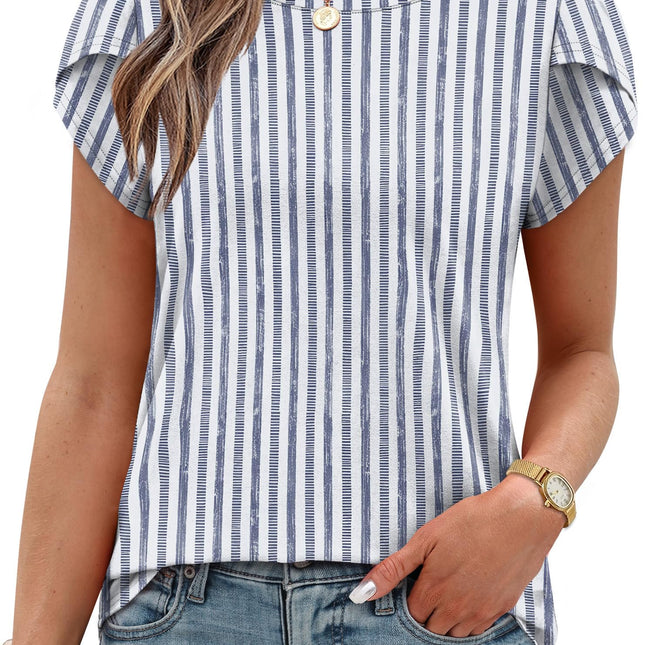 Womens Summer Tops Dressy Casual Blouses Short Sleeve Shirts for Women Business Casual Beach Vacation Outfits