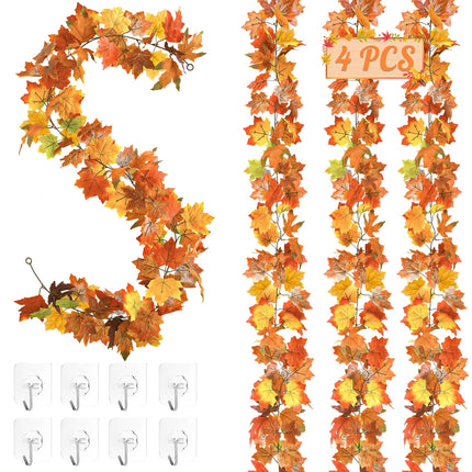 2Pack 11.8FT Fall Garland for Mantle Indoor Outdoor Thanksgiving Decor