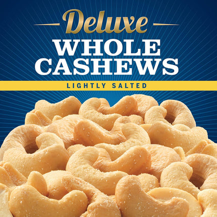 PLANTERS Deluxe Lightly Salted Whole Cashews, 18.25 oz. Resealable Container - Lightly Salted Cashews & Lightly Salted Nuts - Snacks for Adults & Kids - Vegan Snacks, Kosher