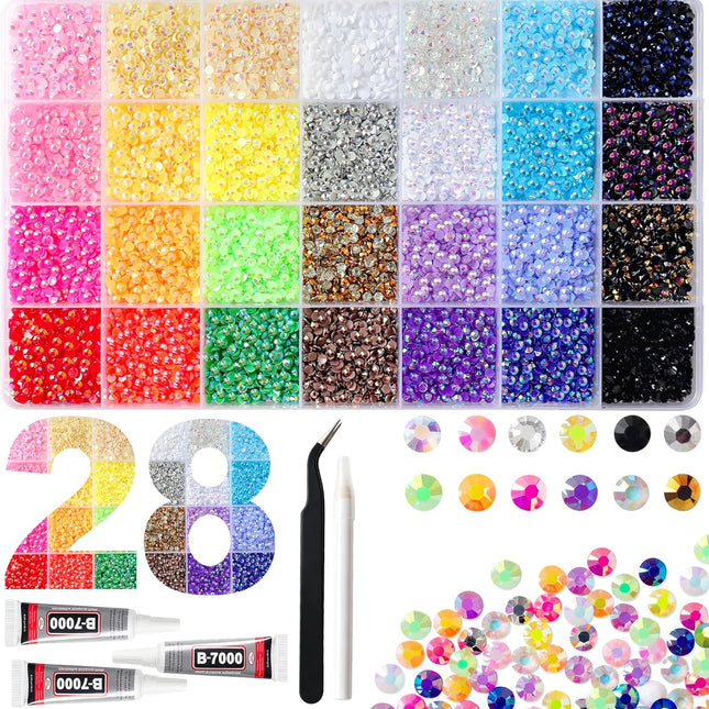 36,000-Piece 28-Color Jelly Resin Rhinestone Set
