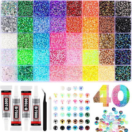 Badazzle Kit 40 Colors 35000PCS Bedazzled Kits Resin Jelly Flatback Rhinestones, Book Bedazzling Kit Bazzling Kits Small Gems with Tools Bedazzle Gems for Bedazzling Crafts & DIY Projects for Adults