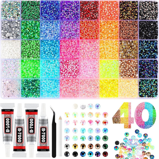 40-Color Resin Jelly Flatback Rhinestone Bedazzling Kit