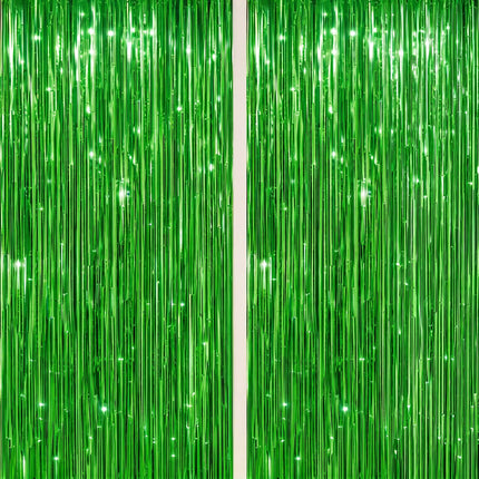 2 Pack Foil Fringe Backdrop - Red&Black Shiny Tinsel Curtains for Party Decoration/Photo Booth Props - 3.3x6.6 FT Metallic Foil Backdrop for Birthday, Wedding, Graduation, Christmas.
