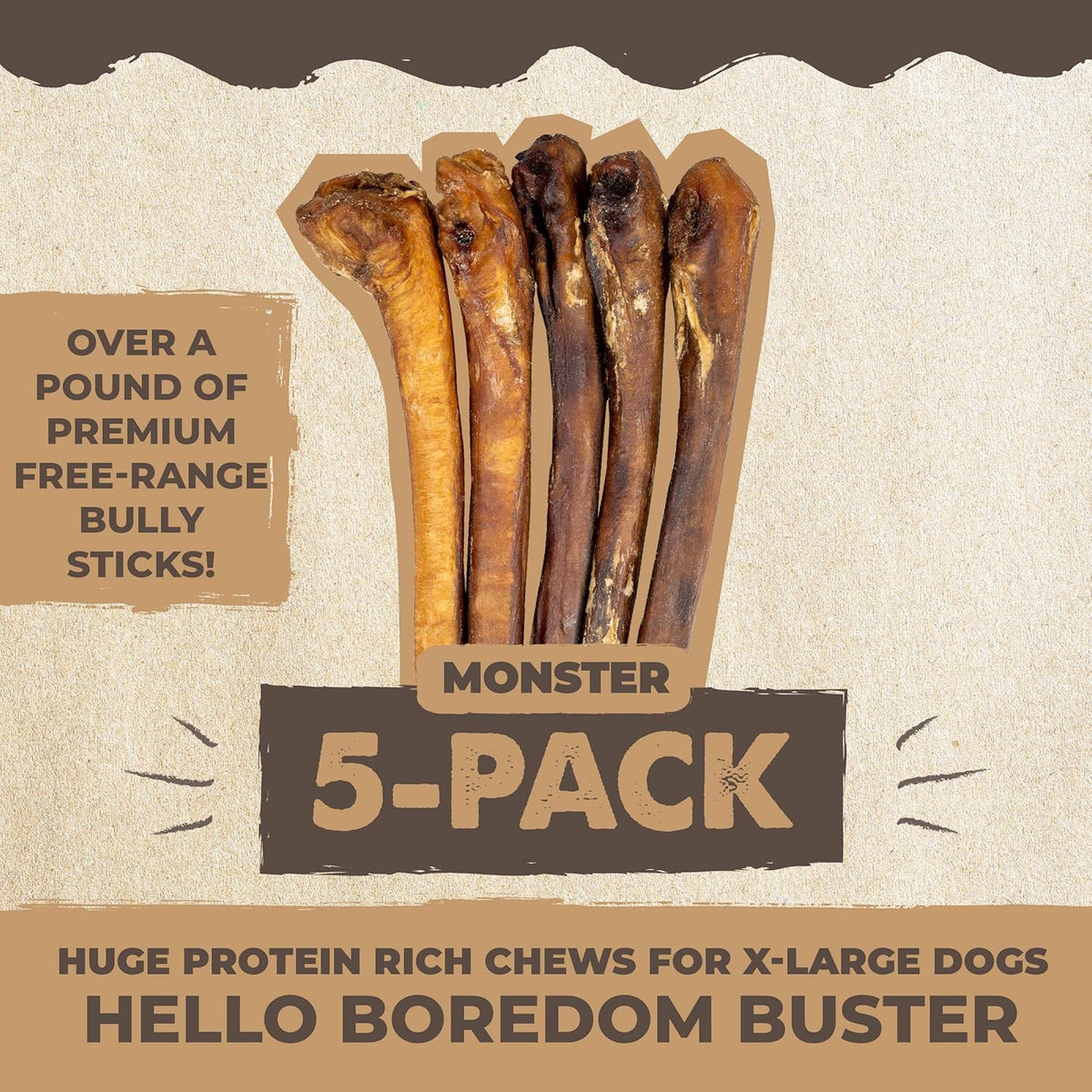Bully Sticks - All-Natural Protein-Rich Dog Chews from Grass-Fed Beef. Single-Ingredient Pet Treat for - photo 2