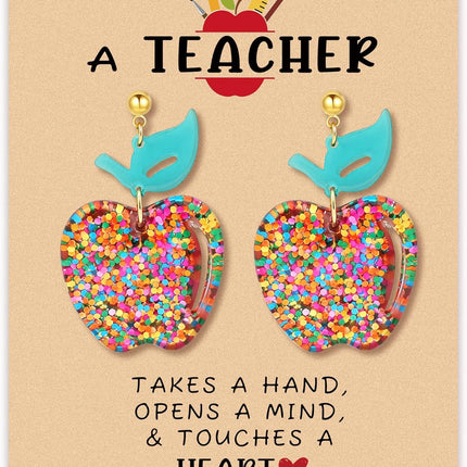 Trinckle Teacher Appreciation Gifts for Women, Teacher Apple Earrings Jewelry as End of Year Teachers Thank You Gifts, Apple Gift as Teachers Appreciation Week Retirement Graduation Birthday Gifts