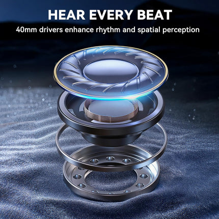 Pointcinco Hybrid Active Noise Cancelling Headphones, Over Ear Bluetooth 6.0 Wireless Headphones, 50H Playtime, Deep Bass, HiFi Stereo Sound, Lightweight Foldable for Travel, Home and Office(Black)