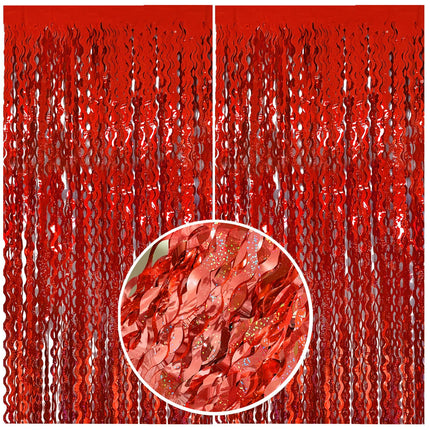 Tinsel Foil Fringe Curtains Wavy Backdrop for Parties Sparkle Metallic Wavy Foil Fringe Backdrop Curtain for Party Decorations Photo Booth Props for Birthday Graduation Wedding