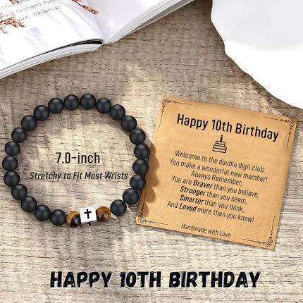 AryaHozel Cross Bracelet for Men - Cool 10th 13th 16th 18th 21st 30th 40th 50th 60th 70th 80th Birthday Gifts for Him, Husband, Dad, Son, Grandson, Brother...