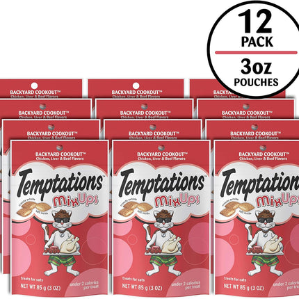 Temptations Cat Treats MixUps Backyard Cookout Flavor Crunchy, Soft Cat Treats, 3 oz. Pouch (Pack of 12)