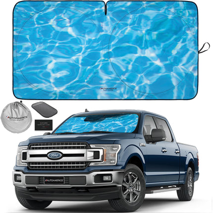 1-Piece Windshield Sun Shade Grunge American Flag - 4 USA Design - Foldable Car Front Window Sunshade for Most Sedans SUV Truck - Blocks Max UV Rays and Keeps Your Vehicle Cool - Medium