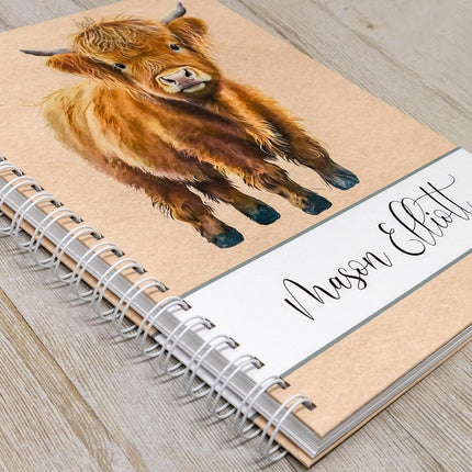 Personalized Baby Memory Book - Hardcover First Year Album Customized with Baby’s Name - Prompted Baby Journal (Baby Highland Cow)