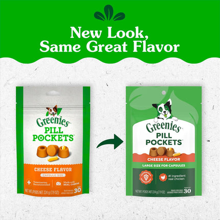 Greenies Pill Pockets for Dogs Large Size, Dog Treat Pouch for Capsule Medication, Cheese Flavor, 7.9 oz. Pouch