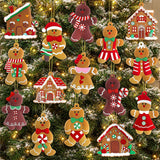 16pcs Gingerbread Man Ornaments for Christmas Tree Decorations