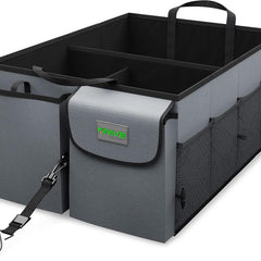 Grey Collapsible Trunk Organizer with Adjustable Straps