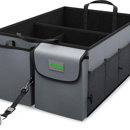 Grey Collapsible Trunk Organizer with Adjustable Straps