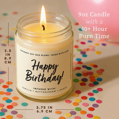 Happy Birthday Vanilla Buttercream Soy Jar Candle for Women, 9 oz - photo 5