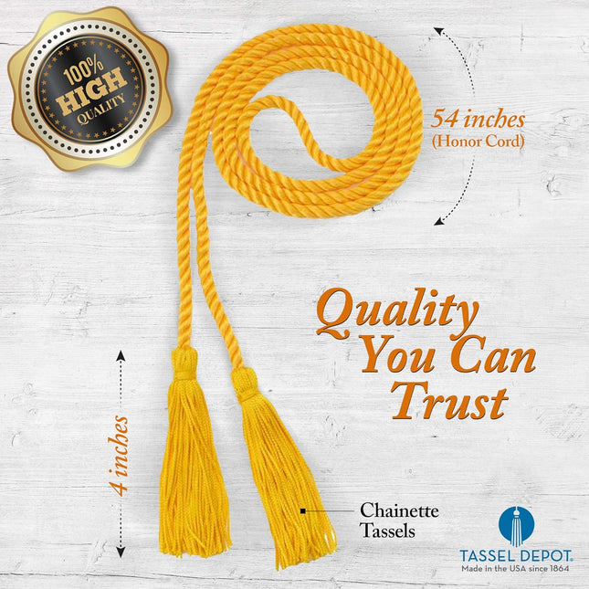 Graduation Honor Cord - Royal/Kelly - Every School Color Available - Made in USA - photo 2