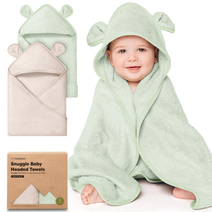 2-Pack Hooded Baby Towels for Newborn, Kids, Almond, 35x35