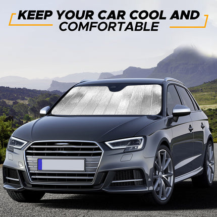 Accordion Car Windshield Sun Shade | Reflective Car Window Shades for UV & Sun Protection | Foldable Windshield Cover Keeps Interior Cool | 26 x 56 Inches