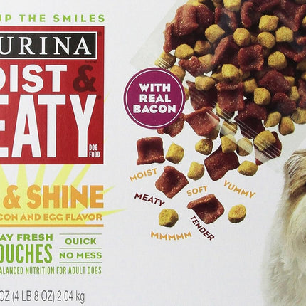 Purina Moist & Meaty Rise & Shine Awaken Bacon & Egg Flavor Adult Wet Dog Food - 12 Ct. Pouches