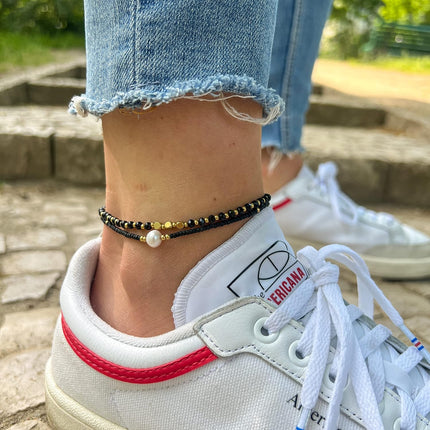 Made by Nami Boho Surfer Anklet Waterproof & Adjustable Beaded Anklets for Women Beachy Ankle Bracelet Made from Waxed Cotton Rope and Beads for Summer and Hippie Style
