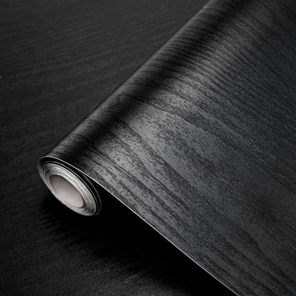Black Wood Grain Wallpaper Contact Paper for Cabinets 118’’17.7’’