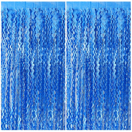Tinsel Foil Fringe Curtains Wavy Backdrop for Parties Sparkle Metallic Wavy Foil Fringe Backdrop Curtain for Party Decorations Photo Booth Props for Birthday Graduation Wedding