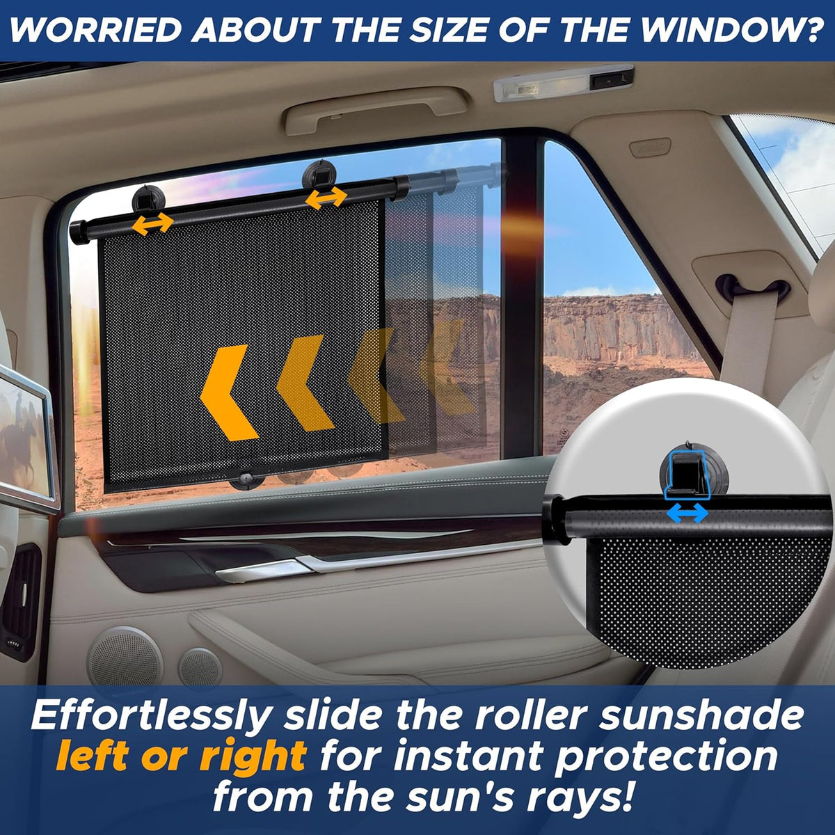 Car Side Window Retractable Sun Shade, 2 Pack, 15 in x 17 in - photo 5