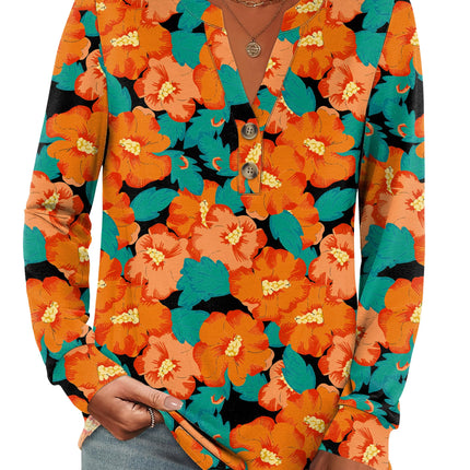 Camisas de otoño para mujer, top Henley de manga larga, blusa casual elegante
