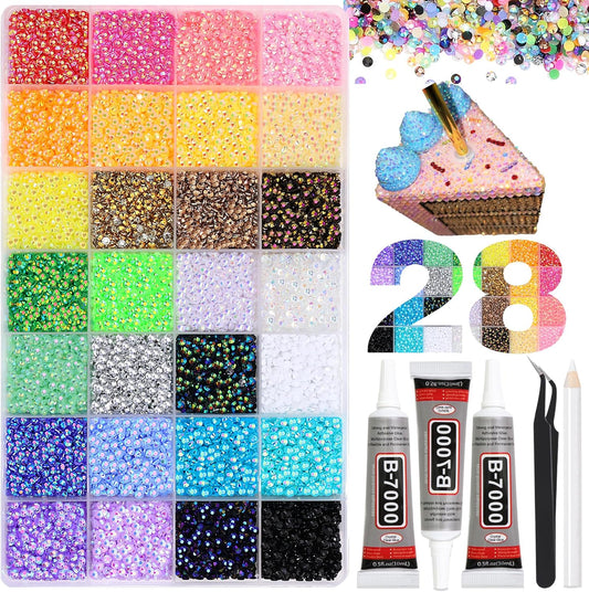 28 Colors Jelly Rhinestone for Bedazzling 3mm Multicolor Resin Flatback Gems for Diamond Art Bedazzler Kit Flatback