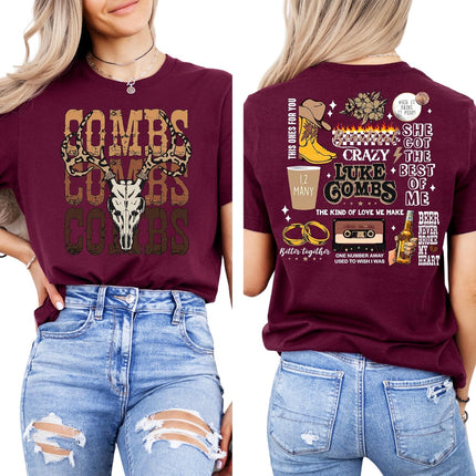 Luke Country Music Fan Shirt, Combs Bullhead Two Side T-Shirt, Cowgirl Style Shirt, Concert Outfit