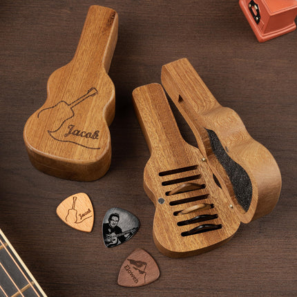 Personalized Guitar Pick Holder Case with Engraved Name
