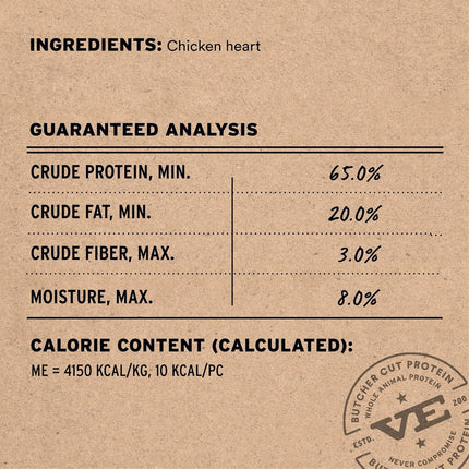 Vital Essentials Freeze Dried Raw Chicken Hearts Cat Treats | Single Ingredient | Premium Quality | Grain Free, Healthy Treats for Cats, 0.8 oz Bag