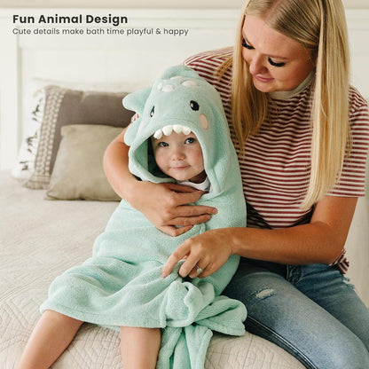 2-Pack Hooded Baby Towels, 32" x 32" Soft Absorbent Plush Fleece with Cute Animal Hood - photo 5