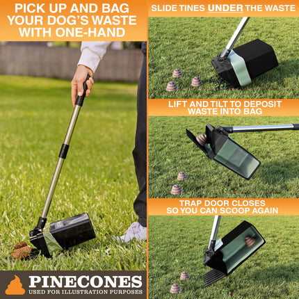 Lift N' Bag Dog Pooper Scooper with 22" Pole, 15 Bags