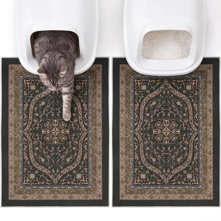 Cat Litter Mat, 2 Pack 33" x 22" Machine Washable for Litter Boxes