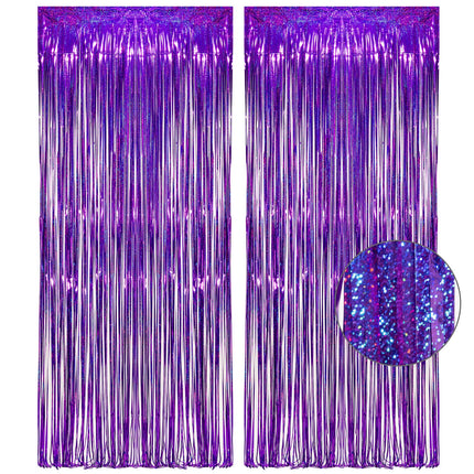Iridescent Party Streamers Backdrop 3.2ft x 6.5ft 2 PCS