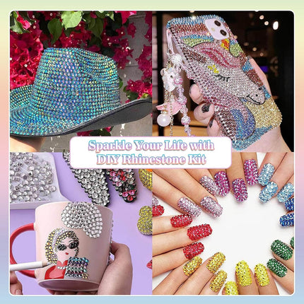 36000Pcs 40 Colors Resin Jelly Rhinestones Kit with B7000 Glue & Tools, Bedazzling Kit, Bedazzler Kit with Rhinestones for Shoes, Clothes, Nail Art, DIY Crafts & Rhinestones for Bedazzling (3mm)