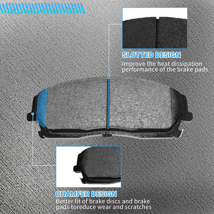 Brake Pads Front and Rear Compatible with Chrysler 300, Dodge Challenger Charger Magnum Automotive Replacement Brake Pads Semi-Metallic D1056 D1057