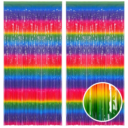 Iridescent Party Streamers Backdrop 3.2ft x 6.5ft 2 PCS
