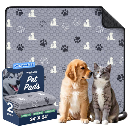 Washable Pee Pads for Dogs, Waterproof, 18 x 24 in, 4 Pack, Gray