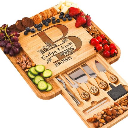 Personalized Charcuterie Board Gifts Set, Custom Large Cheese Board, Charcuterie Board for Wedding, Anniversary, Birthday, Housewarming, Engagement, Party, New Home Gift Couple, Fathers Day, Christmas