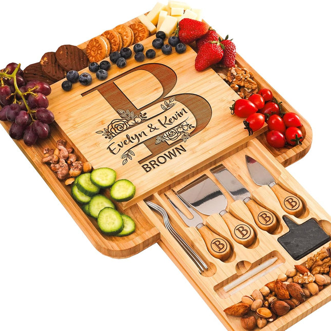 Personalized Charcuterie Board Gifts Set, Custom Large Cheese Board, Charcuterie Board for Wedding, Anniversary